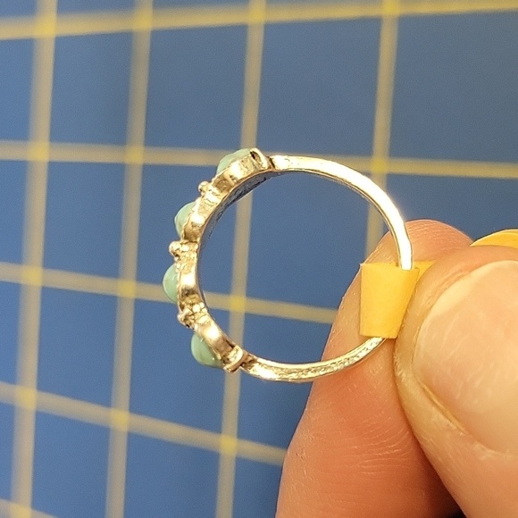 Turquoise Stone Silver Tone Ring - Picture 2 of 3